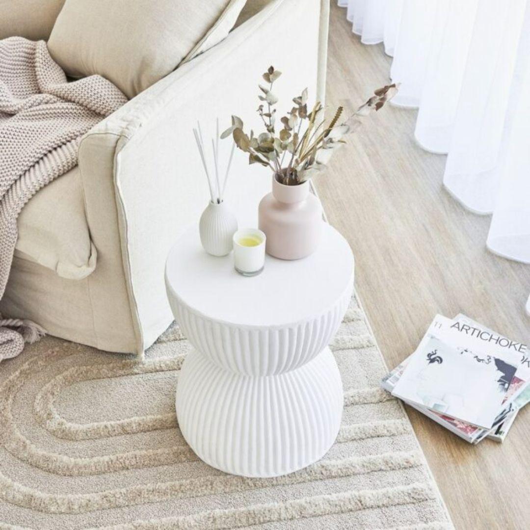 Ardente™ Side Table – Cylinder Shape – White