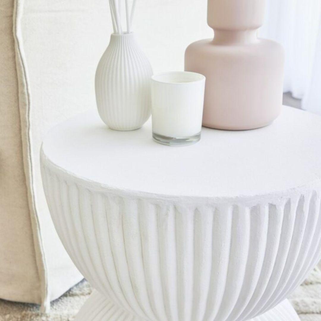 Ardente™ Side Table – Cylinder Shape – White