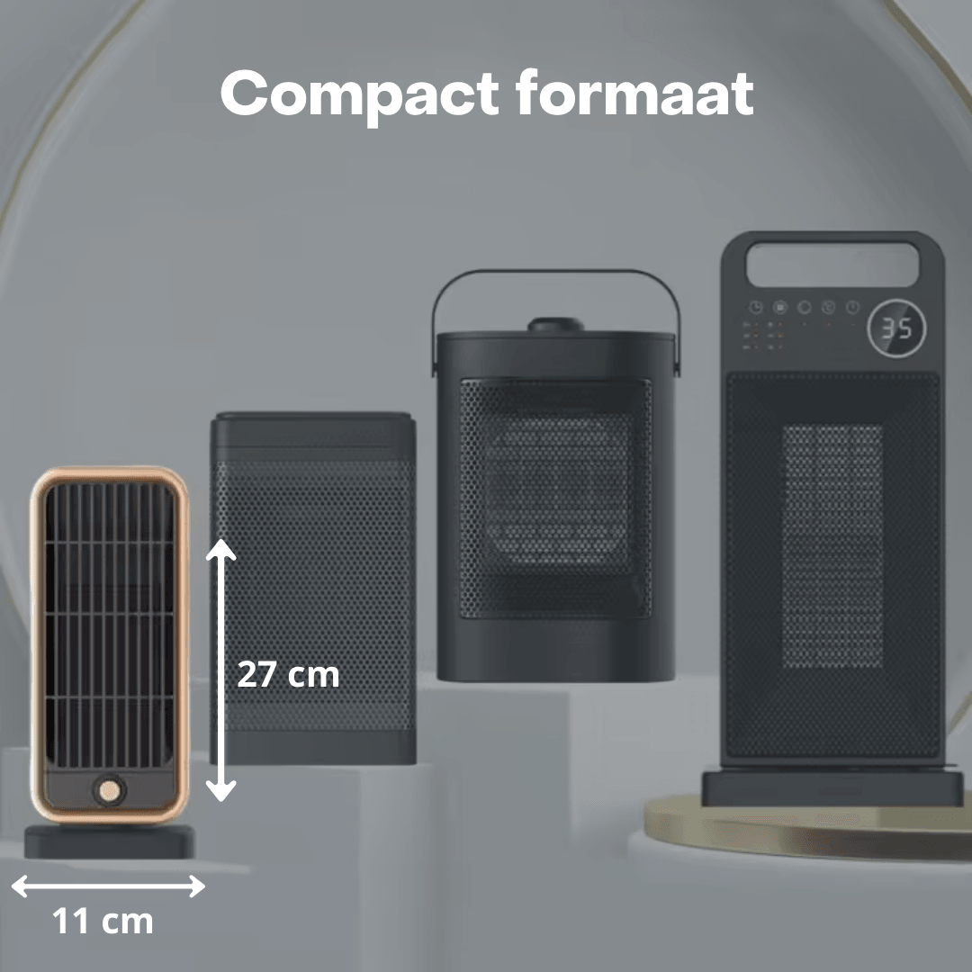 Electric Fan Heater – Compact 500W | Black and Gold