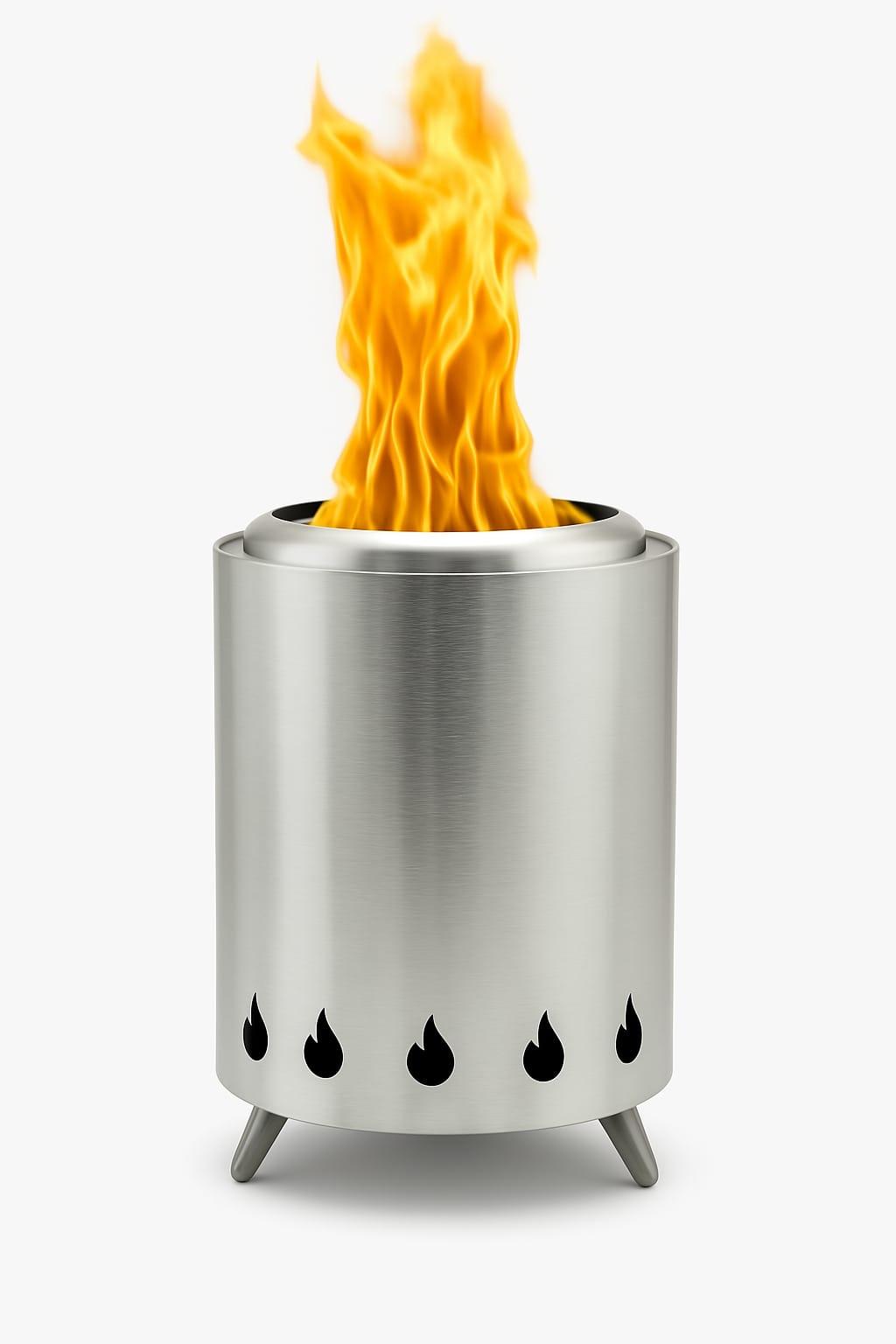 CozyFlame™ Tisch-Feuerschale – Silber | Mit Holzpellets