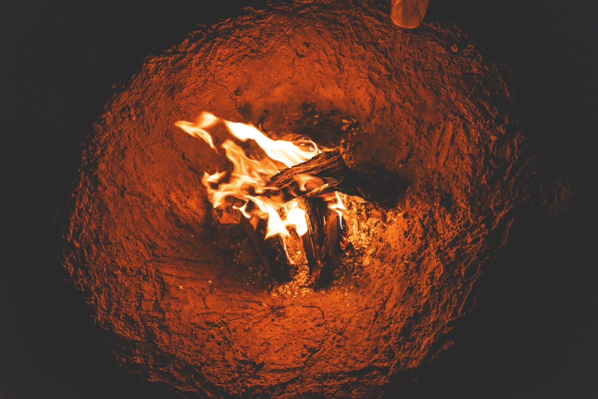 birds eye photography of bonfire