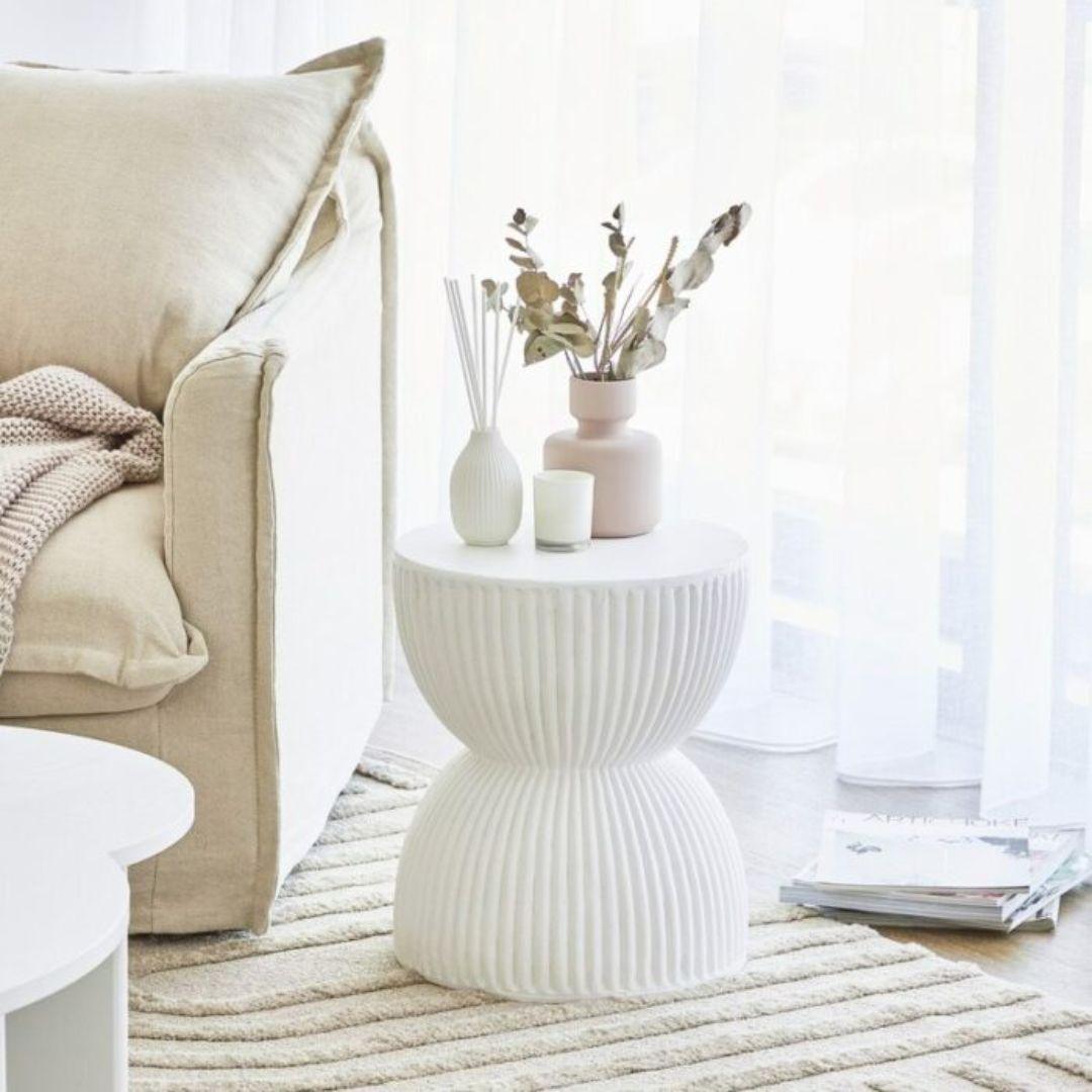 Ardente™ Side Table – Cylinder Shape – White
