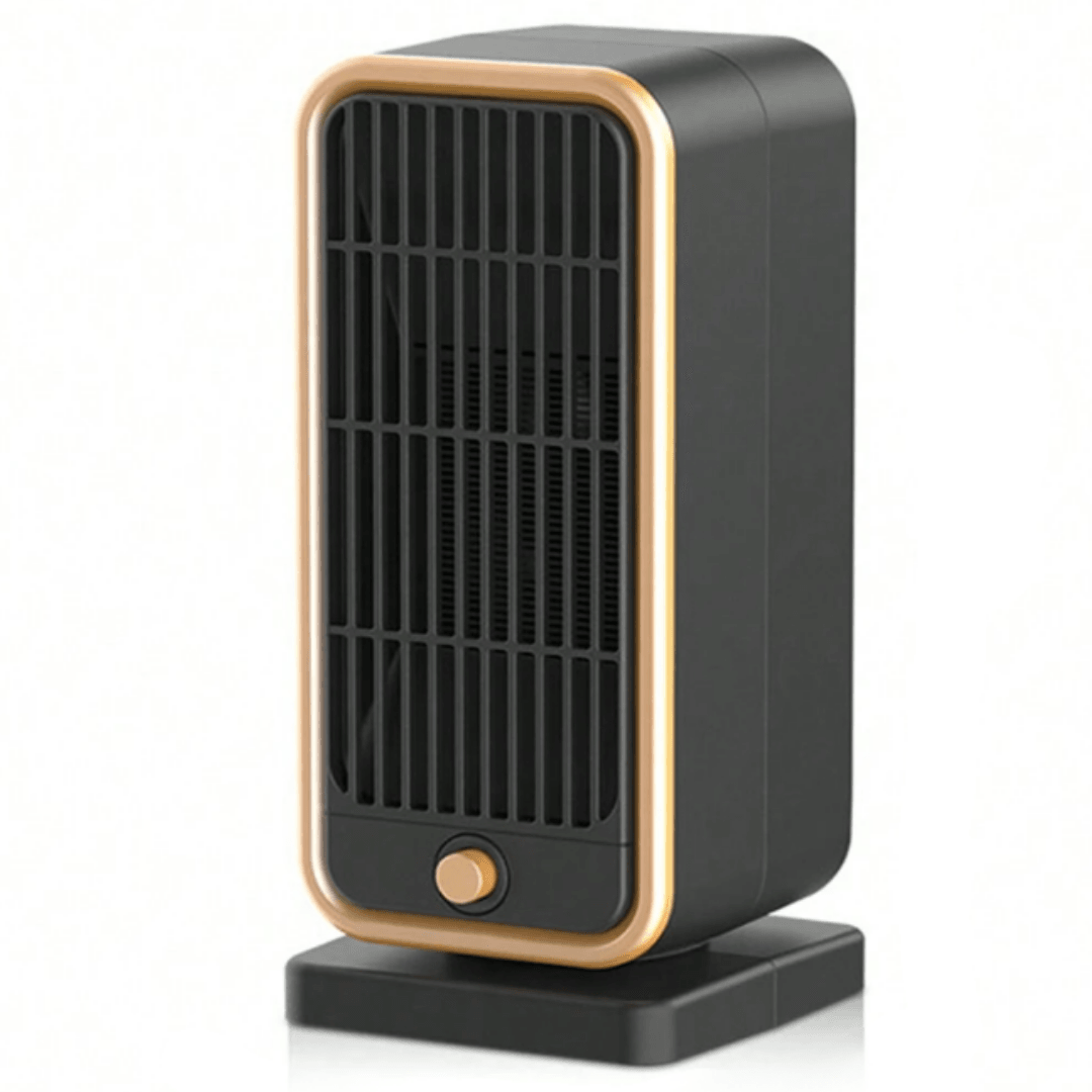Electric Fan Heater – Compact 500W | Black and Gold