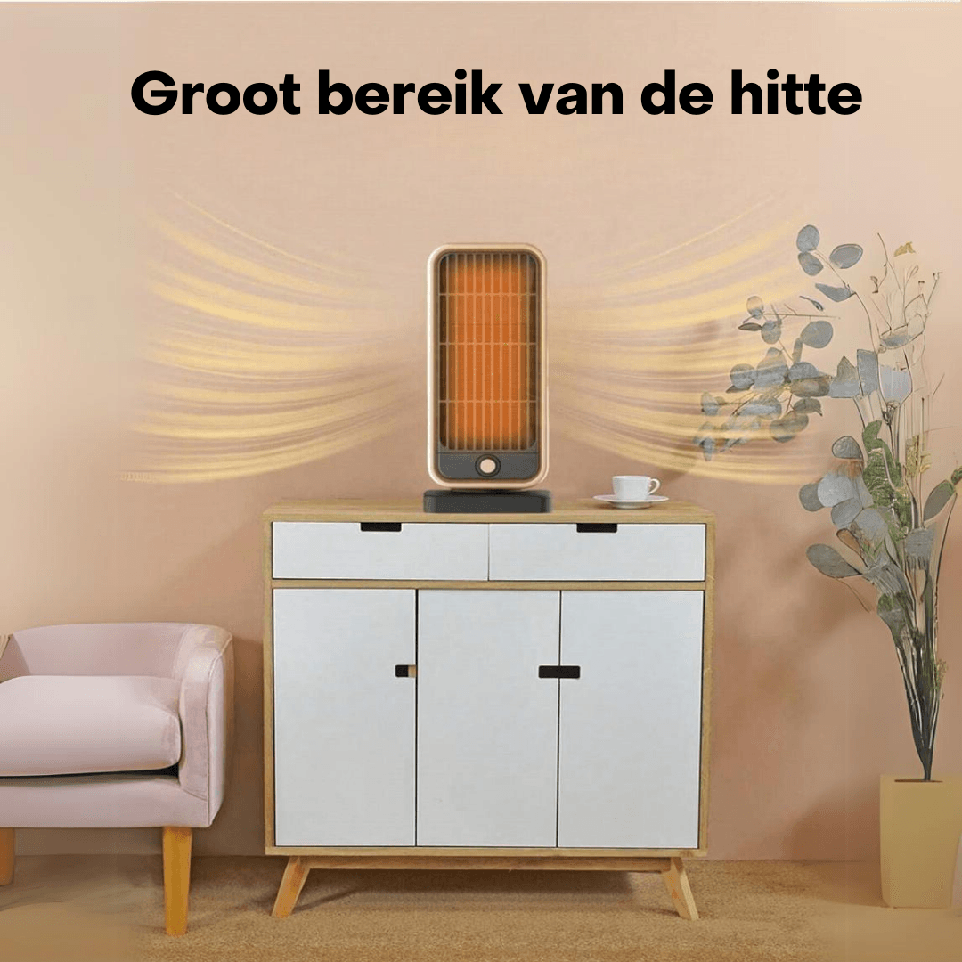 Electric Fan Heater – Compact 500W | Black and Gold