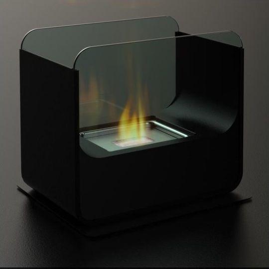 Flamme Royale™ Black Rectangular Tabletop Fireplace | Bio Ethanol